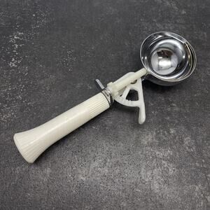 Vintage Bonny Mechanical Ice Cream Scoop White Plastic‎ Handle